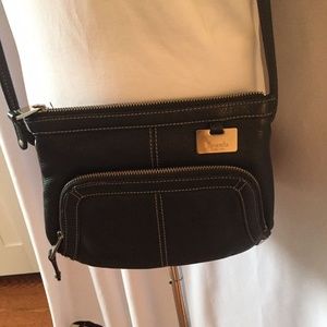 Tignanello Black Leather Crossbody Purse